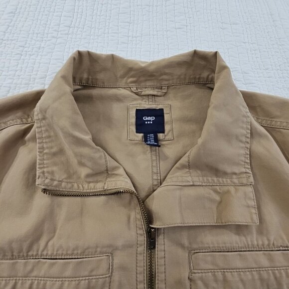Gap Utility Chore Jacket Men's XXL Safari Khaki Elastic Y2K 4 Pockets EUC - Picture 5 of 16